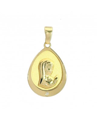 MEDALLA VIRGEN NIÑA OVAL SATINADA CON CIRCONITA .18 MM
