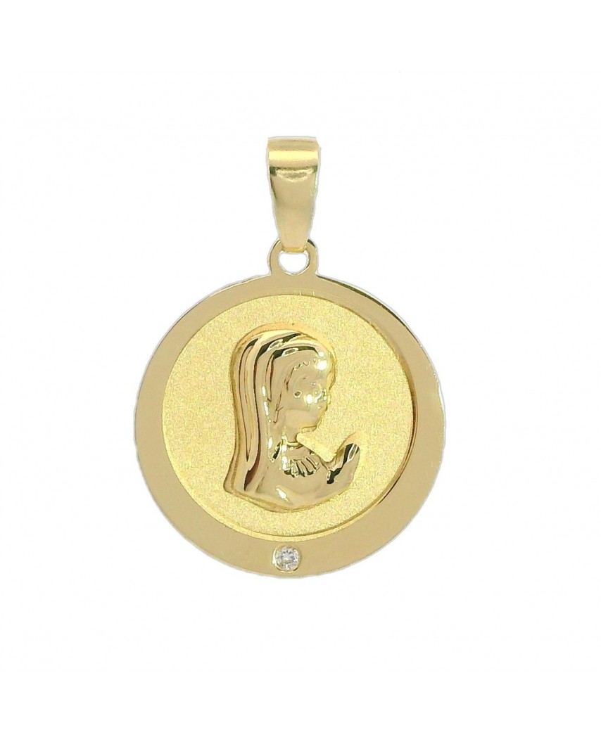 MEDALLA VIRGEN NIÑA REDONDA SATINADA  18 MM