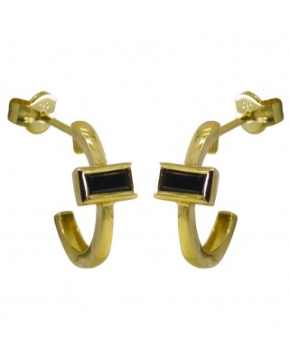 MEDIO ARO 13MM CON CIRCONITA BAGUETTE NEGRA DE 6x4MM