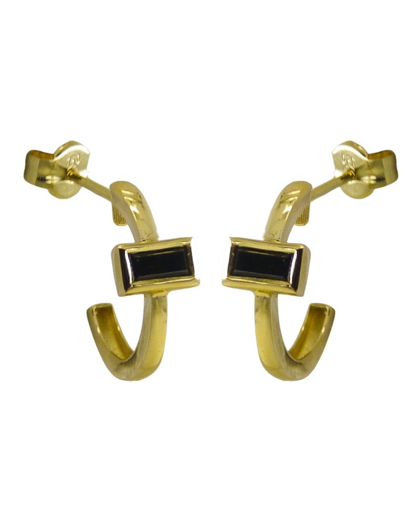 MEDIO ARO 13MM CON CIRCONITA BAGUETTE NEGRA DE 6x4MM