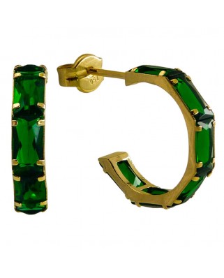 MEDIOS AROS BAGUETTE COLOR ESMERALDA 13x3MM.