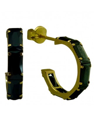 MEDIOS AROS BAGUETTE COLOR NEGRO 13x3MM.