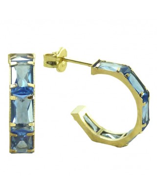 MEDIOS AROS CIRCONITA  BAGUETTE COLOR  AGUAMARINA. 13x3MM