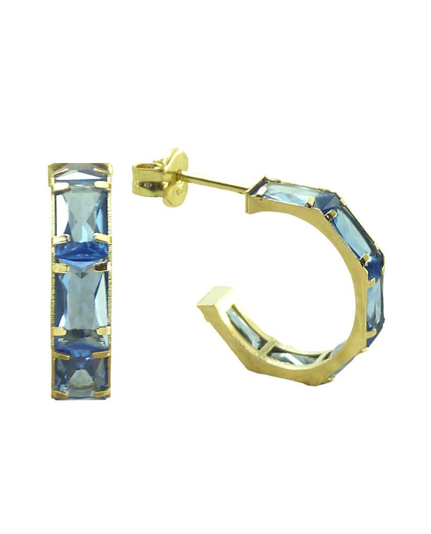 MEDIOS AROS CIRCONITA  BAGUETTE COLOR  AGUAMARINA. 13x3MM