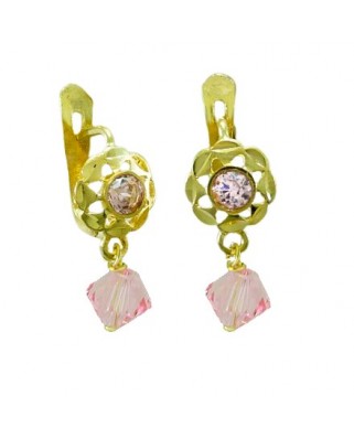 PEND.CUBANA BOLA CRISTAL ROSA 4MM CATALAN