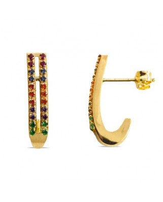 PEND.DOBLE ARO PIEDRAS COLOR 15MM PRESION