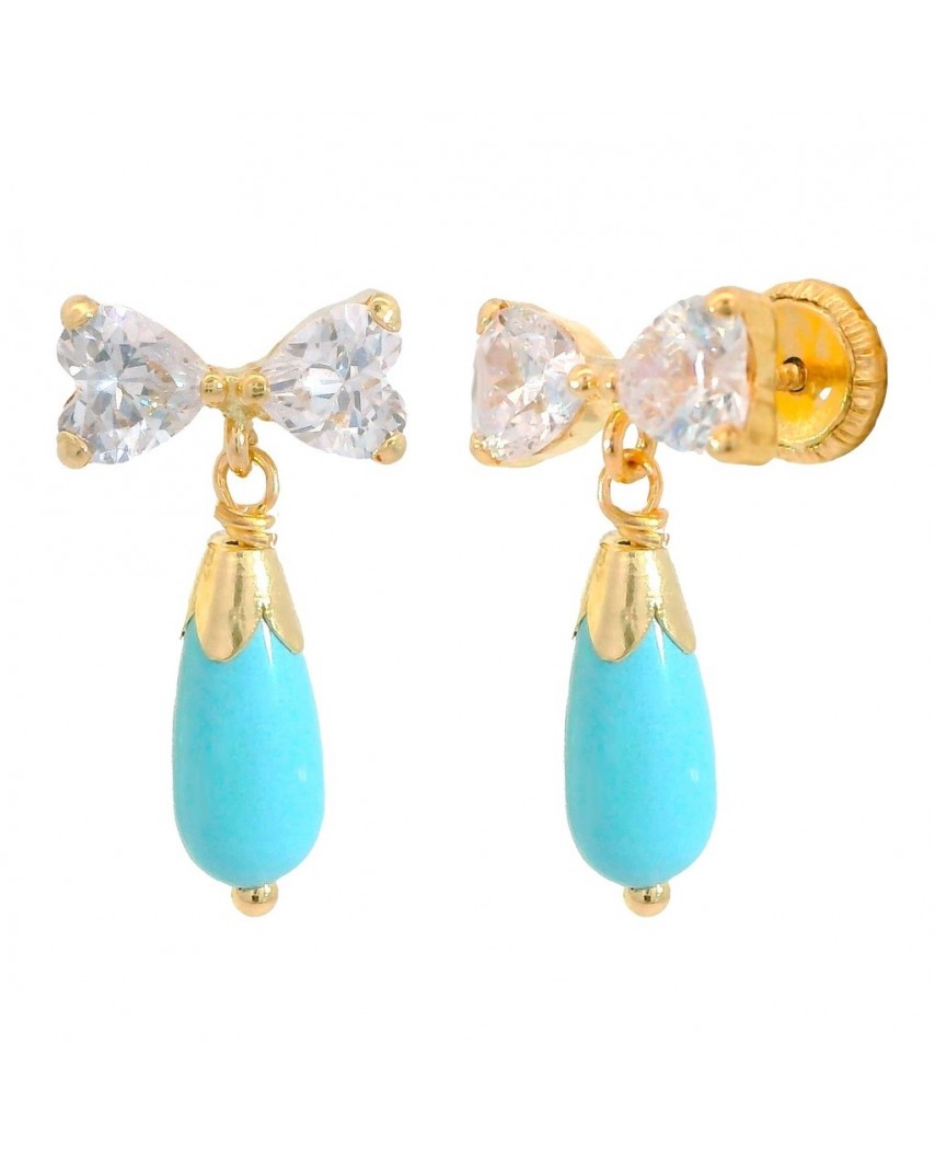 PEND.LAZO 2 CORAZONES 4*4 PERITA TURQUESA