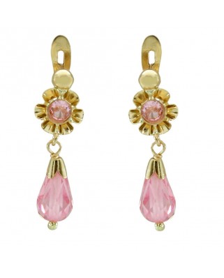 PENDIENTE ARQUILLO CRISTAL ROSA.20MM.