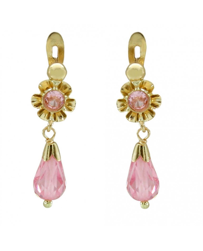 PENDIENTE ARQUILLO CRISTAL ROSA.20MM.