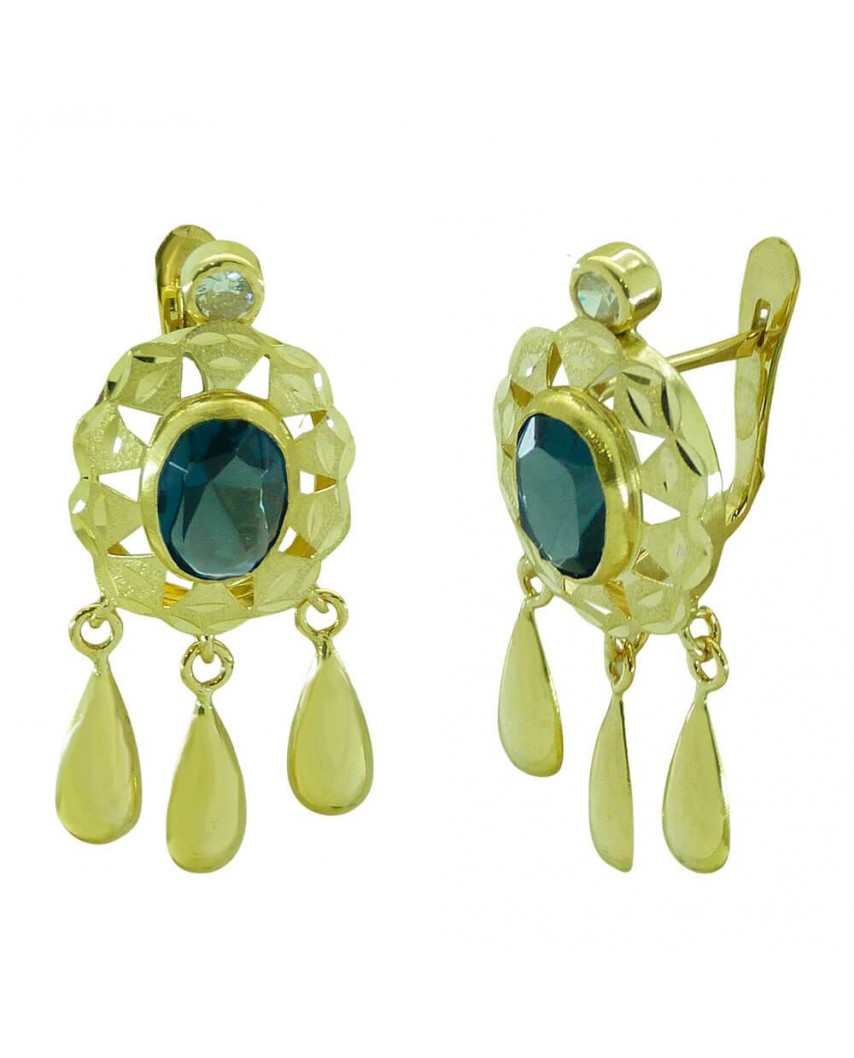 PENDIENTE CUBANA LAGRIMA ZAFIRO CATALAN