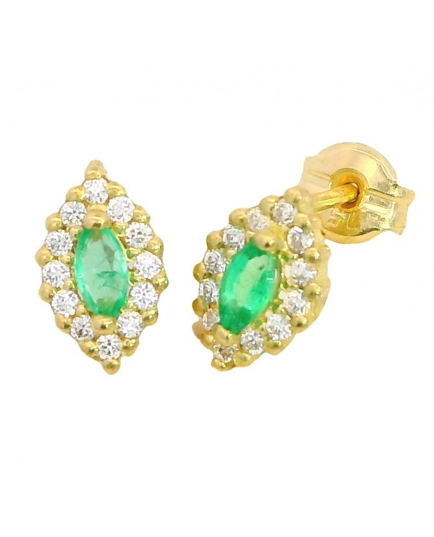 PENDIENTE LANZADERA 8x5MM.ESMERALDA 3x2MM Y CIRCONITAS.