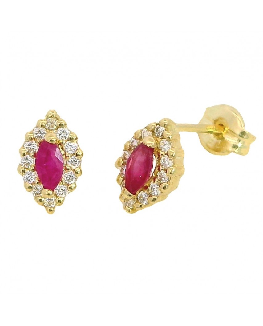 PENDIENTE LANZADERA 8x5MM.RUBI 3x2MM Y CIRCONITAS.