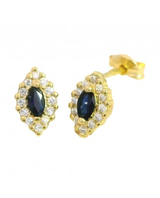 PENDIENTE LANZADERA 8x5MM.ZAFIRO 3x2MM Y CIRCONITAS.