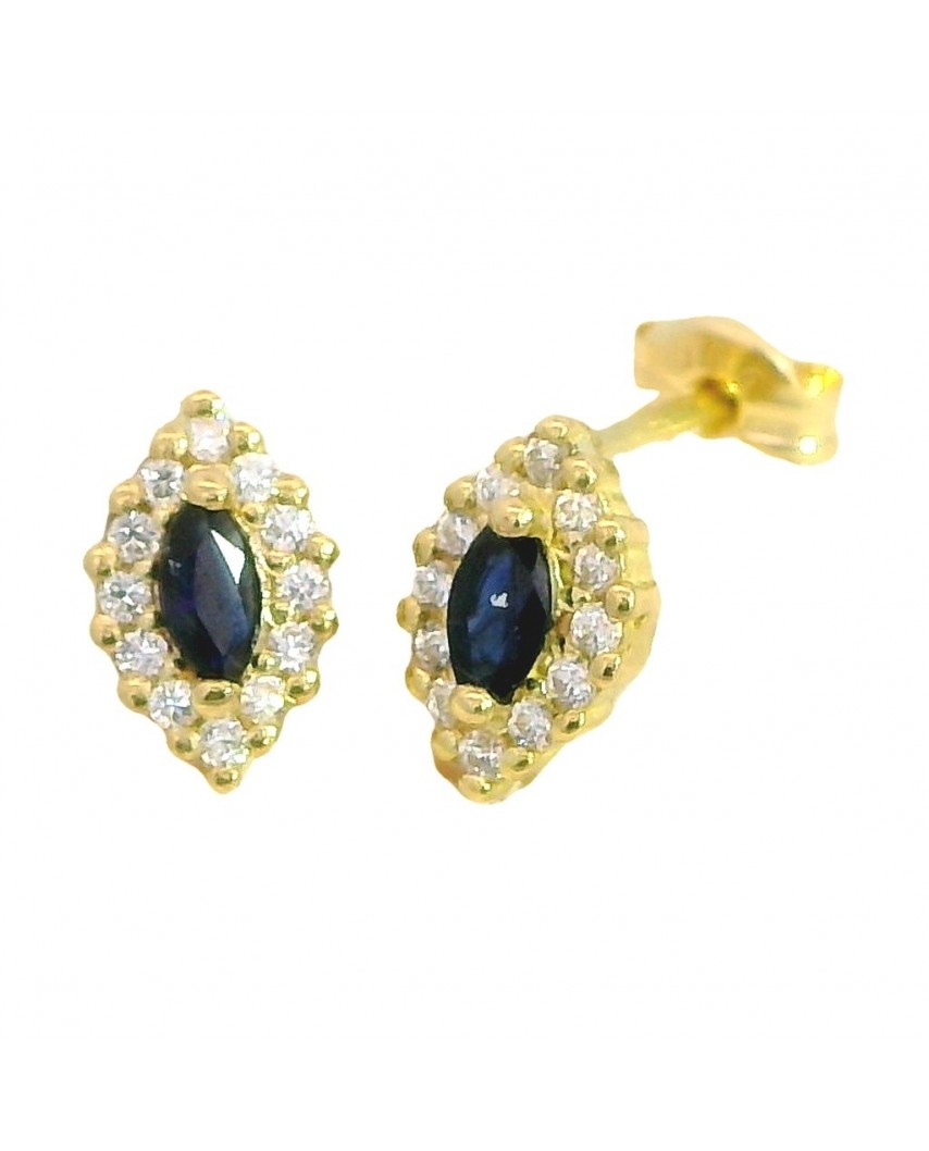 PENDIENTE LANZADERA 8x5MM.ZAFIRO 3x2MM Y CIRCONITAS.