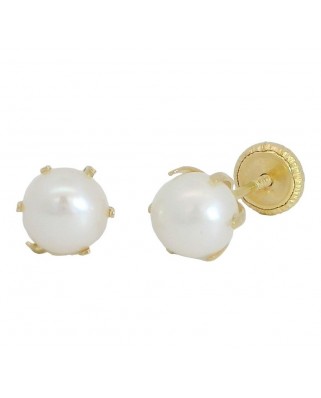 PENDIENTES  6 PATILLAS Y PERLA DE  5MM.