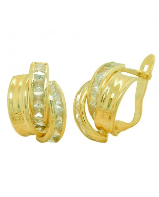 PENDIENTES  BANDA Y CIRCONITAS CARRES.13x9MM. CATALAN