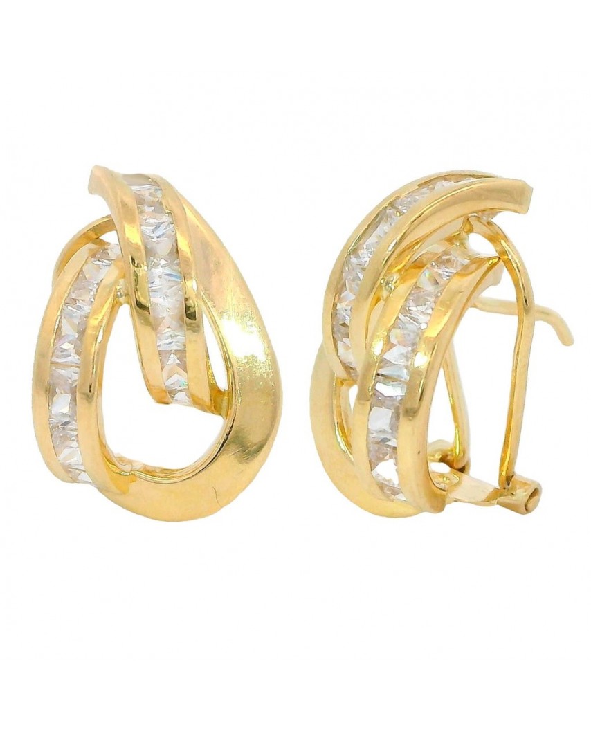 PENDIENTES  BANDA Y DOS CARRES DE CIRCONITA.15x11MM.OMEGA