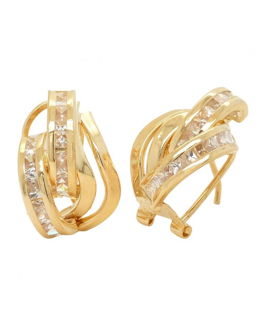 PENDIENTES  BANDAS Y CIRCONITAS CARRE.CATALAN.15X9MM.