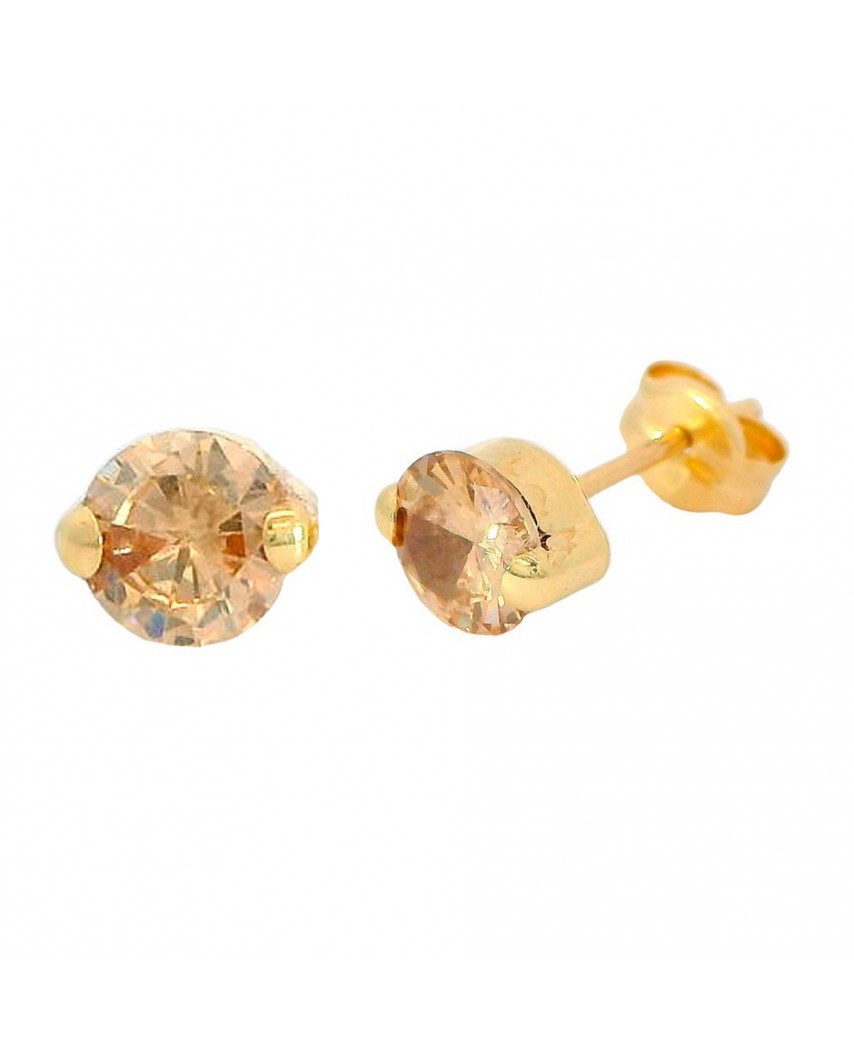 PENDIENTES  CIRCONITA REDONDA CHAMPAGNE 5MM PRESION