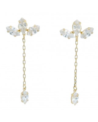 PENDIENTES  LARGO PIEDRA 30MM PRESION