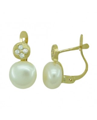 PENDIENTES  REDONDOS CON PERLAS DE 7.5MM.CATALAN OA