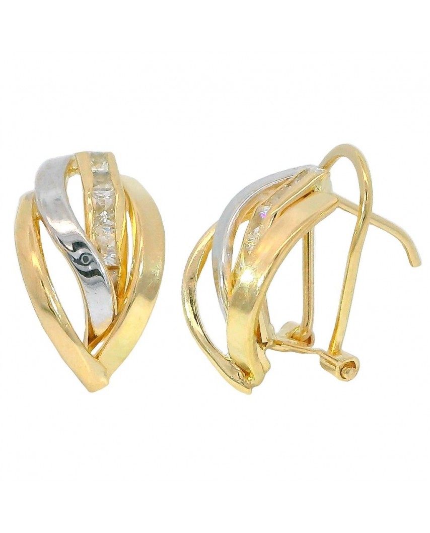 PENDIENTES 1 CARRE 3 BANDAS OMEGA 13x9MM.BICOLOR.