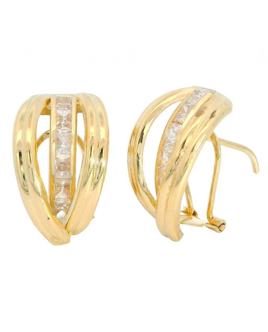 PENDIENTES 1 PIEDRA 2 BANDAS OMEGA