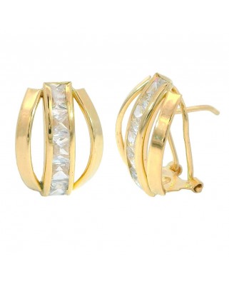 PENDIENTES 2 BANDAS 1 CARRE OMEGA 14x10MM