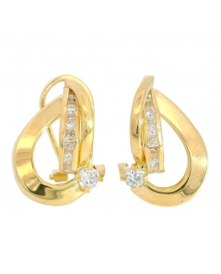 PENDIENTES 2 BANDAS 1 CARRE OMEGA 14x10MM.