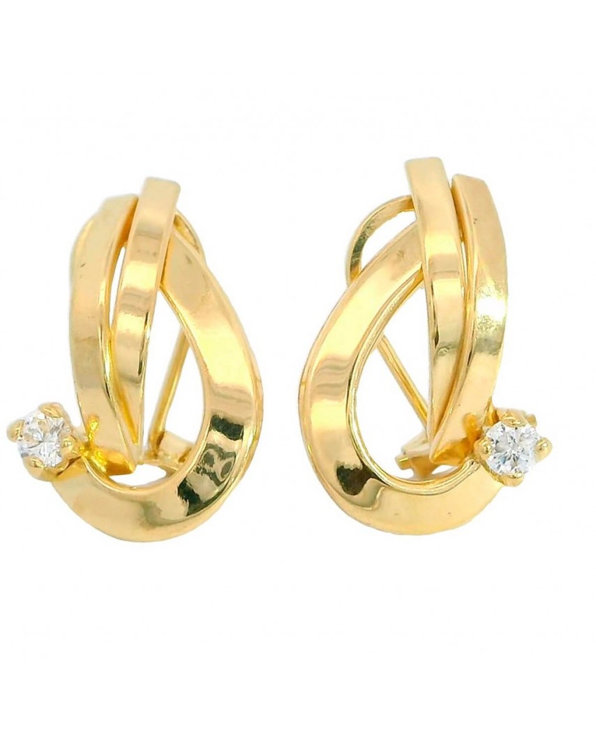 PENDIENTES 3 BANDAS Y CIRCONITAS.16x11MM.