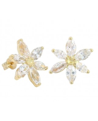 PENDIENTES 6 PETALOS CIRCONITA 13MM