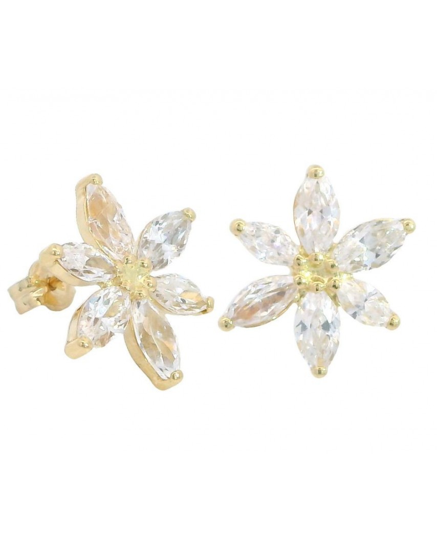 PENDIENTES 6 PETALOS CIRCONITA 13MM