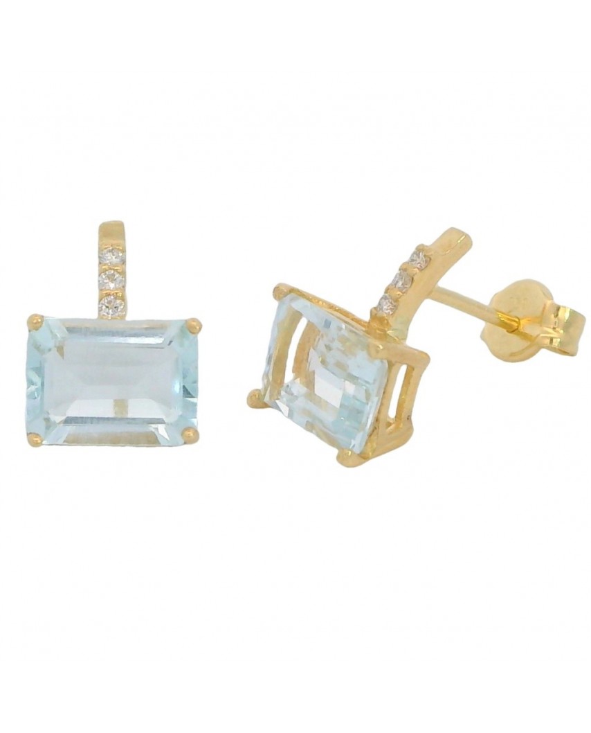 PENDIENTES AGUAMARINA  7x5MM 1.96 CT 6 BRILLANTES 1MM HSI 0.03 CT TW