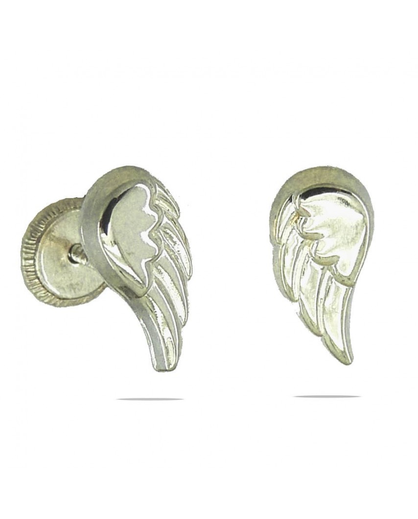 PENDIENTES ALAS ORO BLANCO.10MM.TORNILLO.