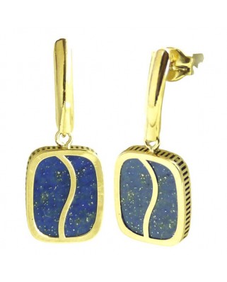 PENDIENTES ANTIC LAPISLAZULI 10x8MM.PRESION