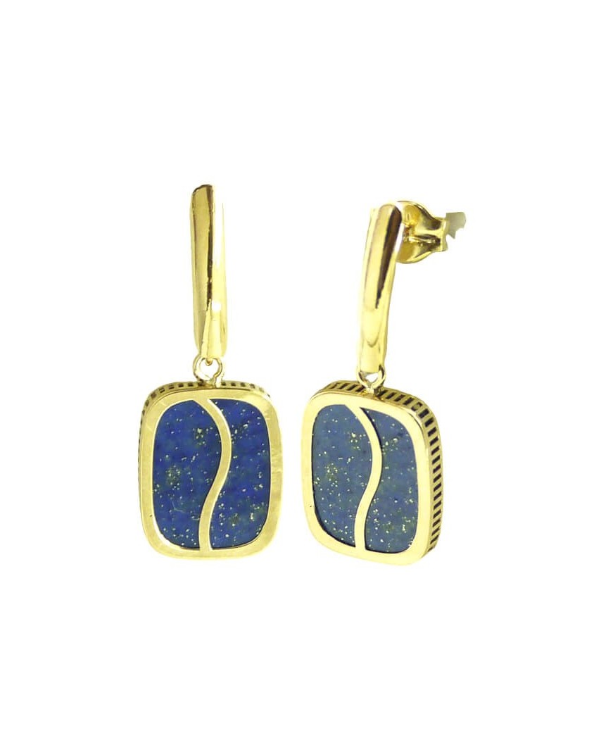 PENDIENTES ANTIC LAPISLAZULI 10x8MM.PRESION