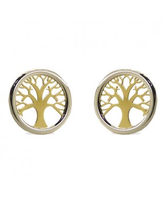 PENDIENTES ARBOL DE LA VIDA 8MM PRESION BICOLOR.