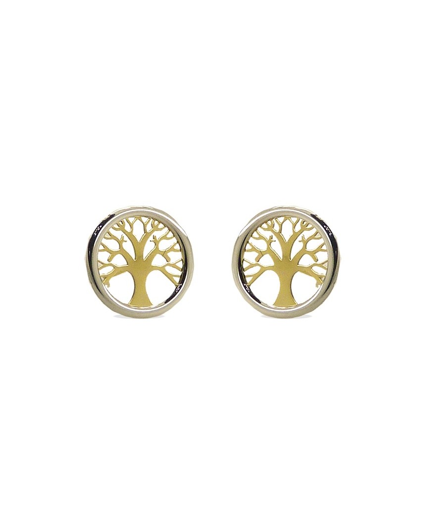 PENDIENTES ARBOL DE LA VIDA 8MM PRESION BICOLOR.