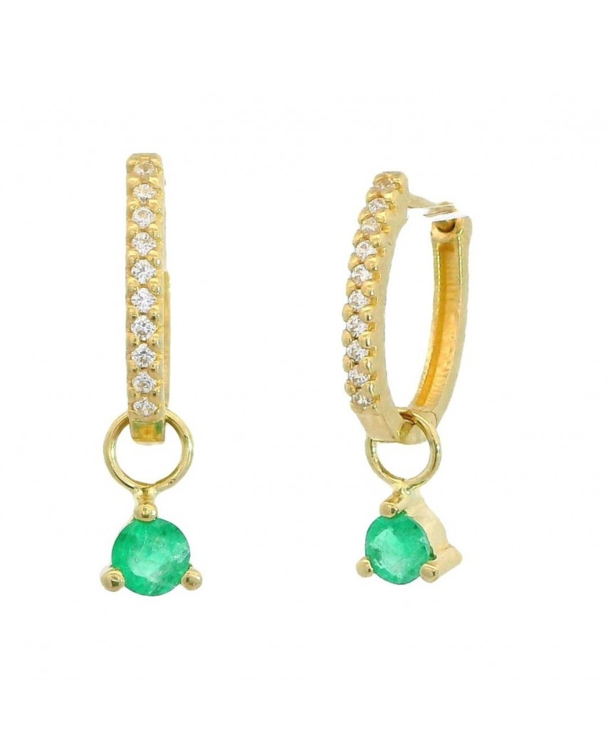 PENDIENTES ARO DESMONTABLE ESMERALDA 3MM Y CIRCONITAS.17x1'5MM.