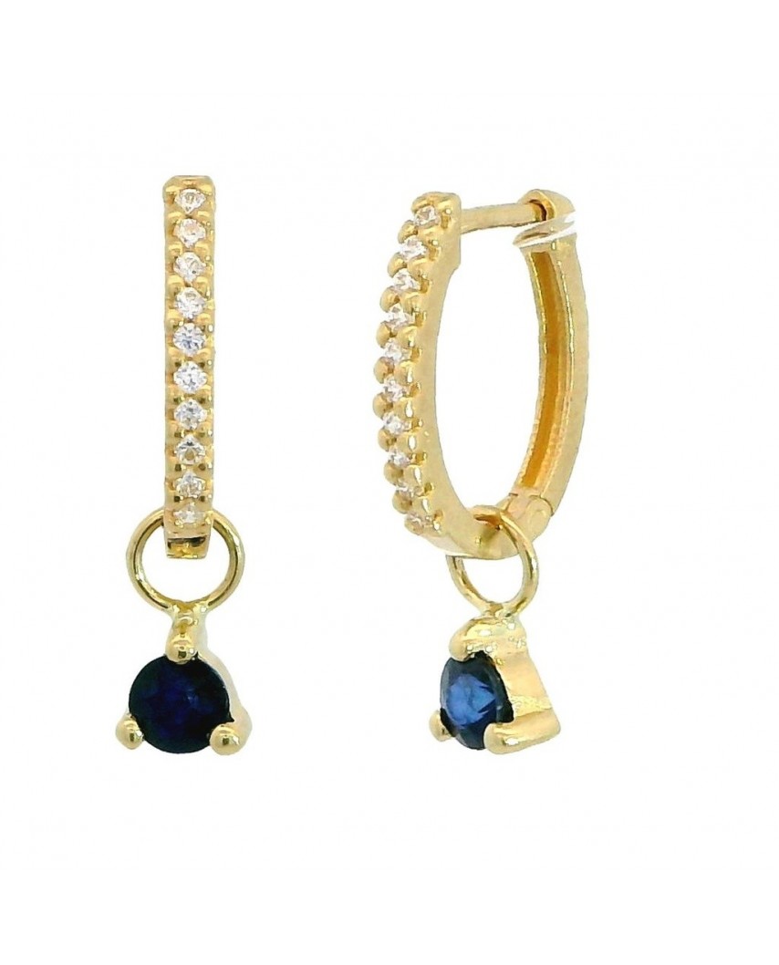 PENDIENTES ARO DESMONTABLE ZAFIRO 3MM Y CIRCONITAS.17x1'5MM.