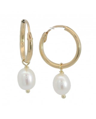 PENDIENTES ARO TUBO 13x1.5MM CON PERLA